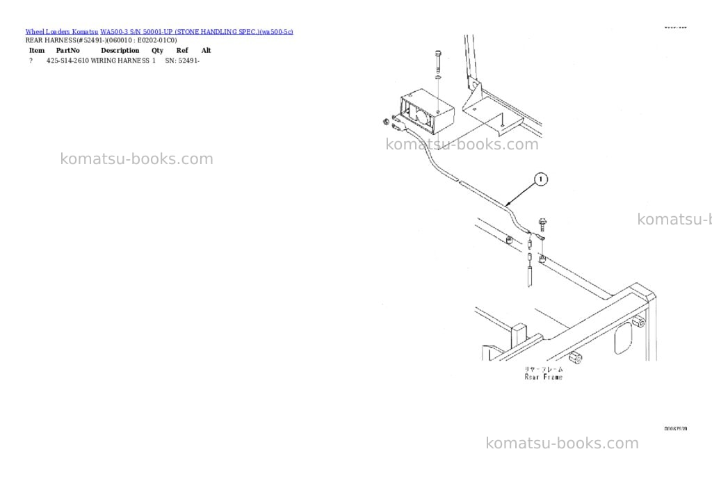 Komatsu WA500-3 S/N 50001-UP (STONE HANDLING SPEC.) Parts catalog cover