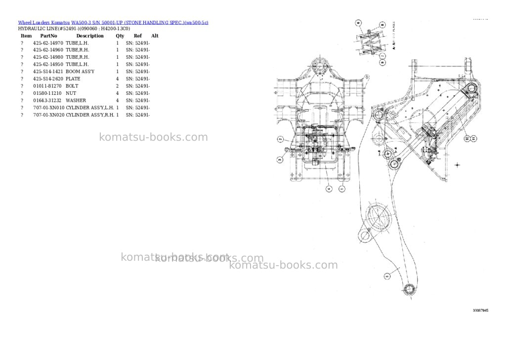 Komatsu WA500-3 S/N 50001-UP (STONE HANDLING SPEC.) Parts catalog cover Page 7
