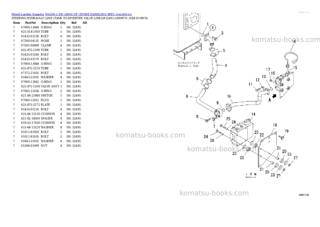 Komatsu WA500-3 S/N 50001-UP (STONE HANDLING SPEC.) Parts catalog cover Page 8