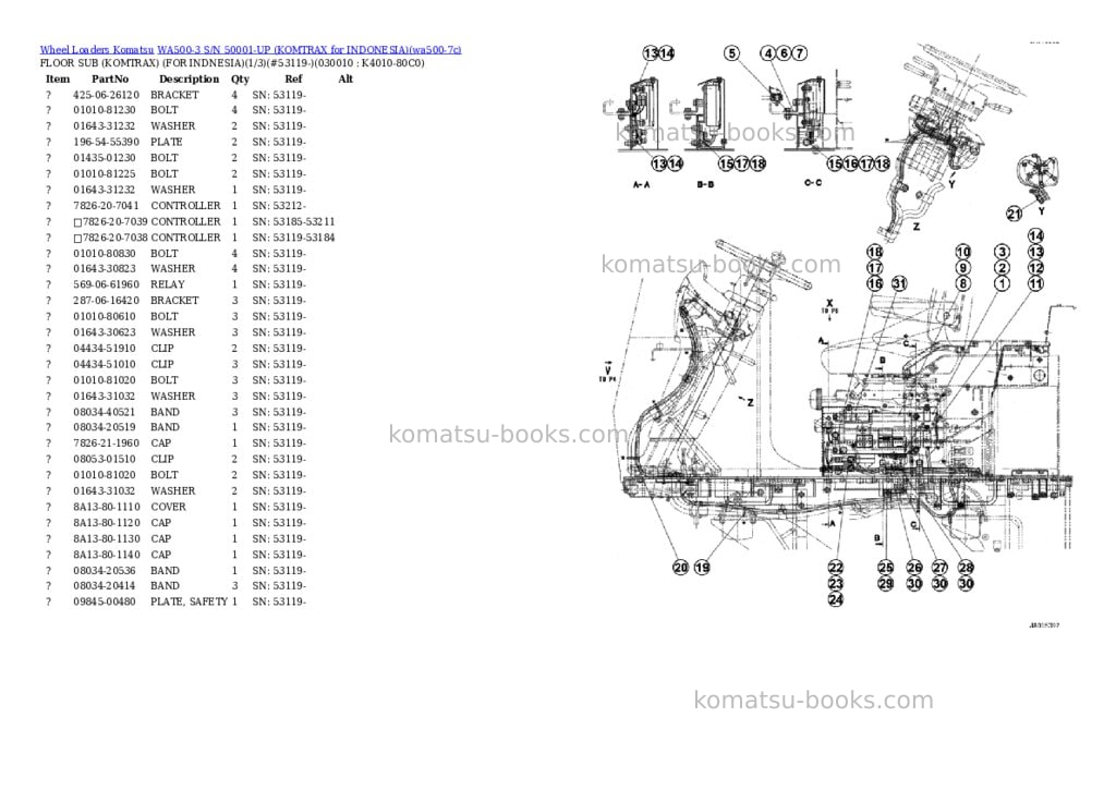 Komatsu WA500-3 S/N 50001-UP (KOMTRAX for INDONESIA) Parts catalog cover Komatsu WA500-3 S/N 50001-UP (KOMTRAX for INDONESIA) Parts catalog cover