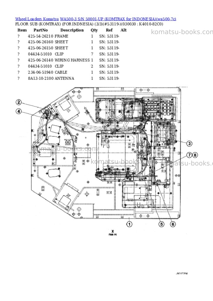 Komatsu WA500-3 S/N 50001-UP (KOMTRAX for INDONESIA) Parts catalog cover Page 3 Komatsu WA500-3 S/N 50001-UP (KOMTRAX for INDONESIA) Parts catalog cover Page 3