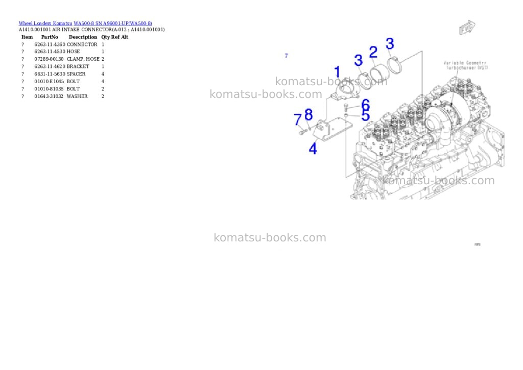 Komatsu wa500-8 sn a96001-up Parts catalog cover Page 3 Komatsu wa500-8 sn a96001-up Parts catalog cover Page 3