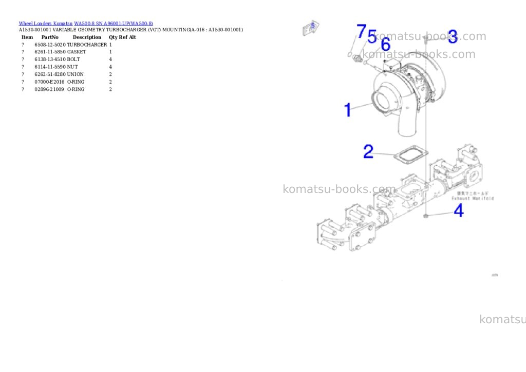 Komatsu wa500-8 sn a96001-up Parts catalog cover Page 5 Komatsu wa500-8 sn a96001-up Parts catalog cover Page 5