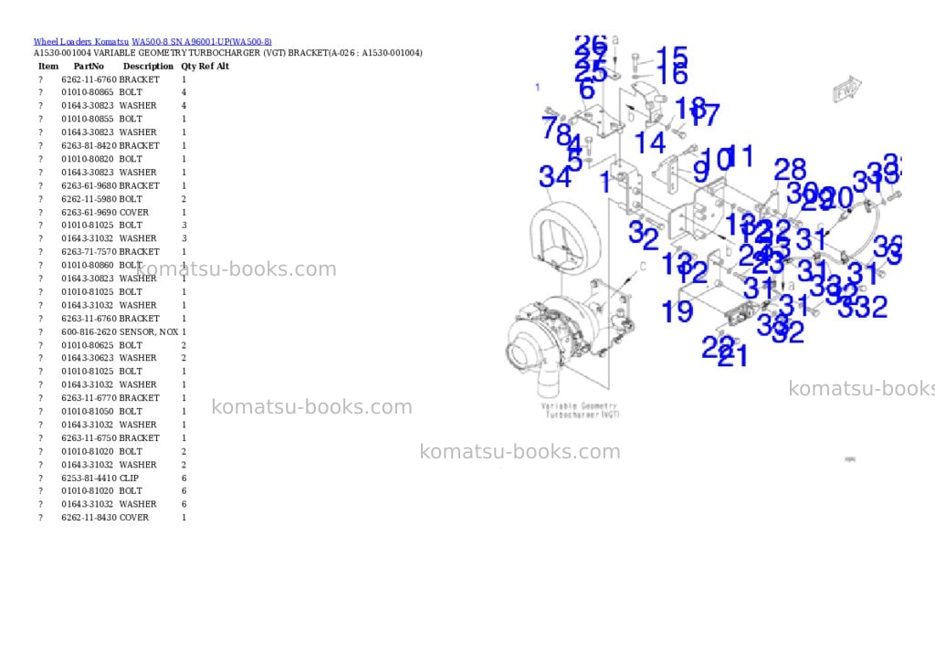 Komatsu wa500-8 sn a96001-up Parts catalog cover Page 8 Komatsu wa500-8 sn a96001-up Parts catalog cover Page 8