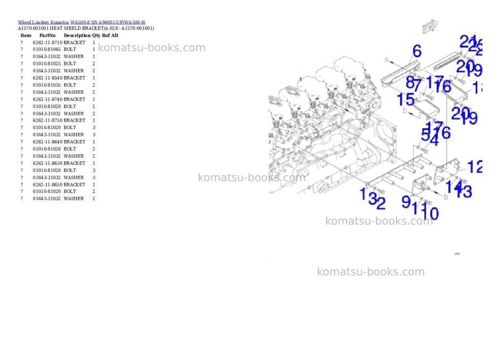 Komatsu wa500-8 sn a96001-up Parts catalog cover Page 9 Komatsu wa500-8 sn a96001-up Parts catalog cover Page 9