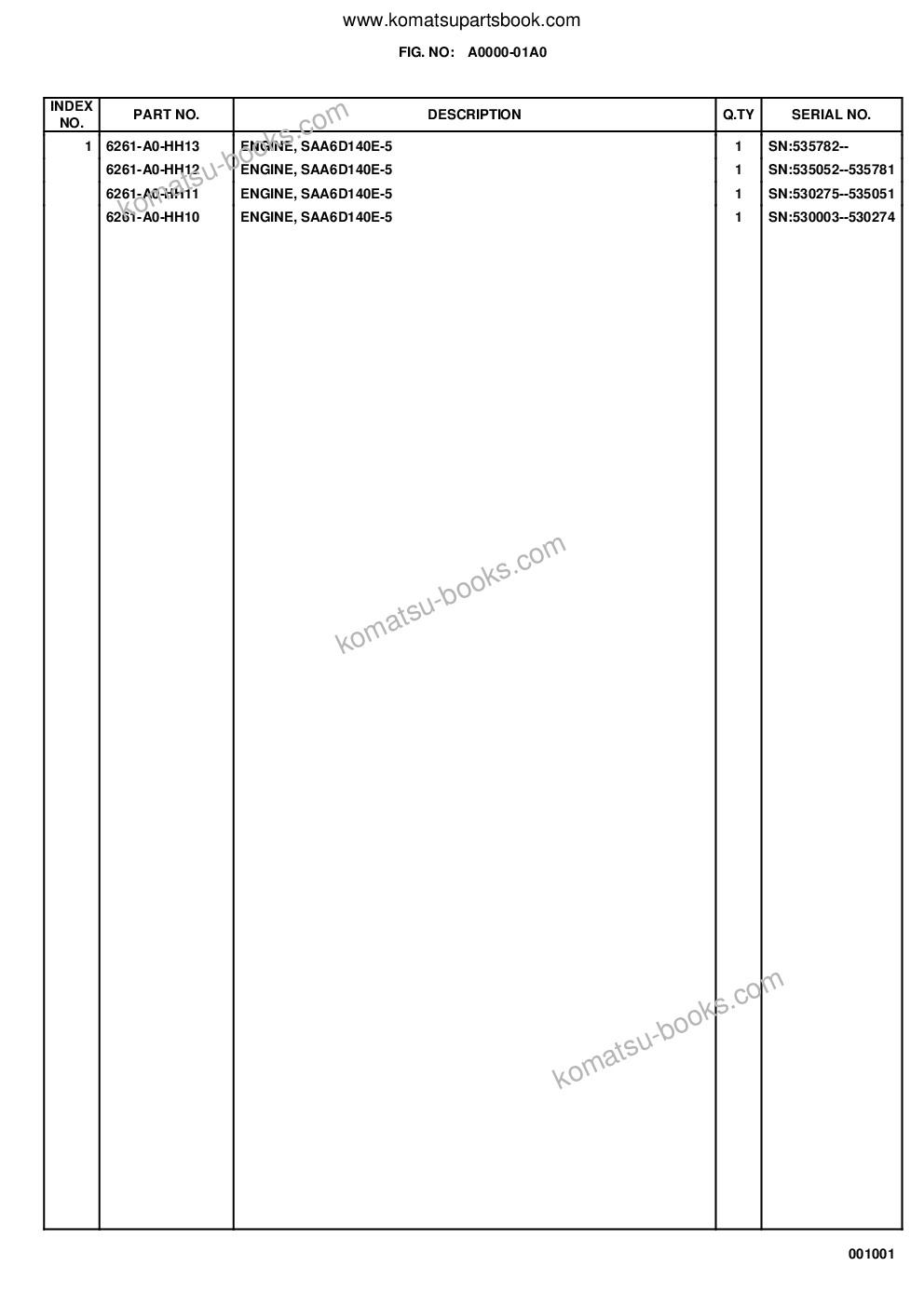 Komatsu wa500-6 s/n h60051 - up Parts catalog cover Page 6