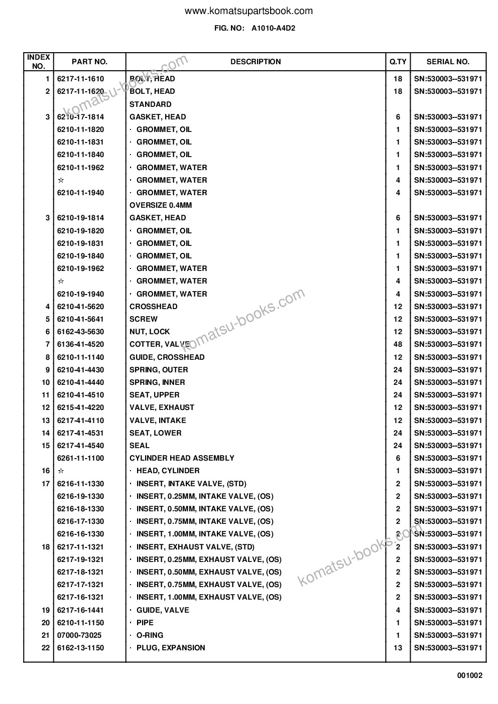 Komatsu wa500-6 s/n h60051 - up Parts catalog cover Page 8