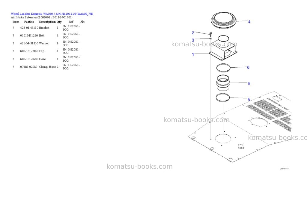 Komatsu wa500-7 s/n h62051-up Parts catalog cover Page 2