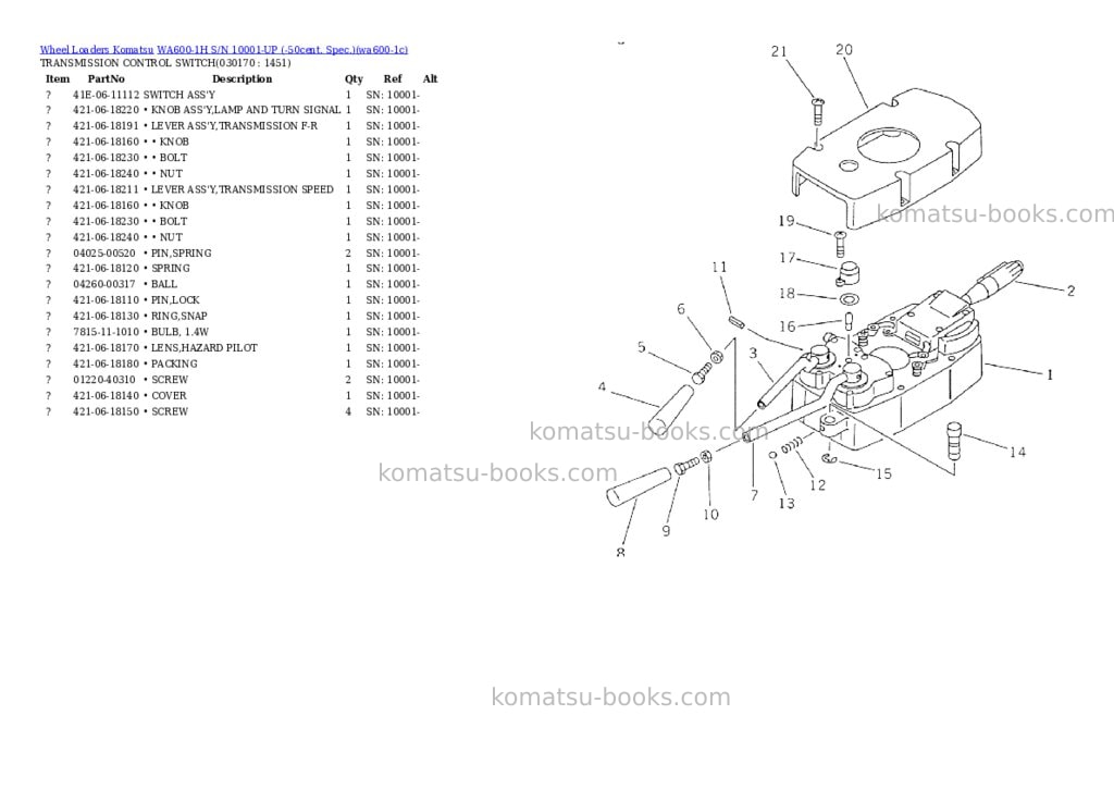 Komatsu wa600-1h s/n 10001-up -50cent. spec. Parts catalog cover Page 3 Komatsu wa600-1h s/n 10001-up -50cent. spec. Parts catalog cover Page 3