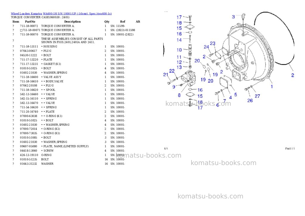 Komatsu wa600-1h s/n 10001-up -50cent. spec. Parts catalog cover Page 5 Komatsu wa600-1h s/n 10001-up -50cent. spec. Parts catalog cover Page 5