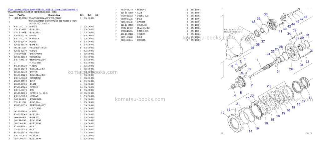 Komatsu wa600-1h s/n 10001-up -50cent. spec. Parts catalog cover Page 9 Komatsu wa600-1h s/n 10001-up -50cent. spec. Parts catalog cover Page 9