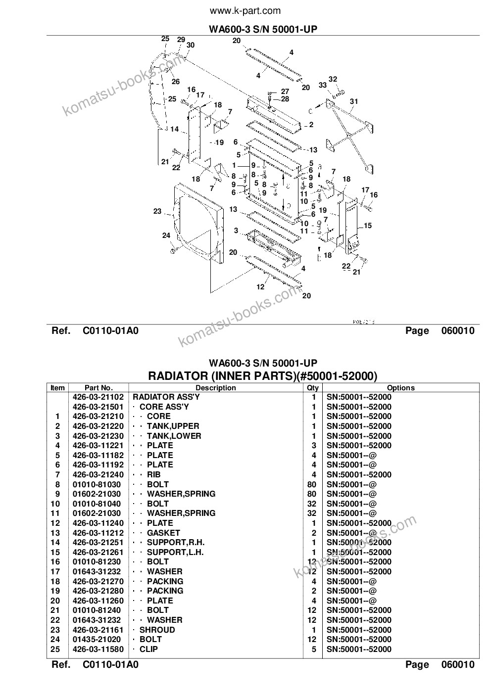 Komatsu WA600-3 S/N 50001-UP Parts catalog cover Page 10 Komatsu WA600-3 S/N 50001-UP Parts catalog cover Page 10