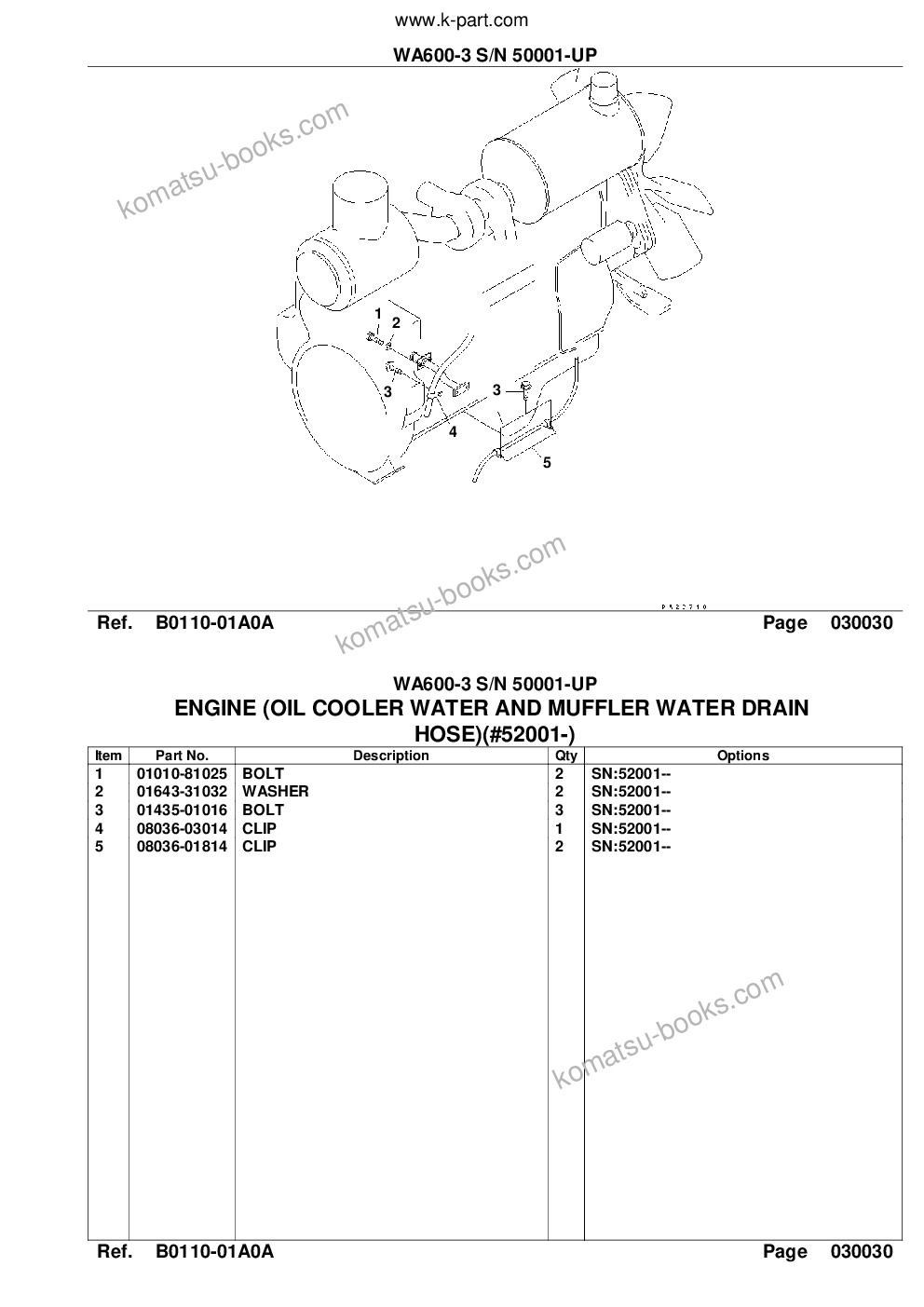 Komatsu WA600-3 S/N 50001-UP Parts catalog cover Page 5 Komatsu WA600-3 S/N 50001-UP Parts catalog cover Page 5