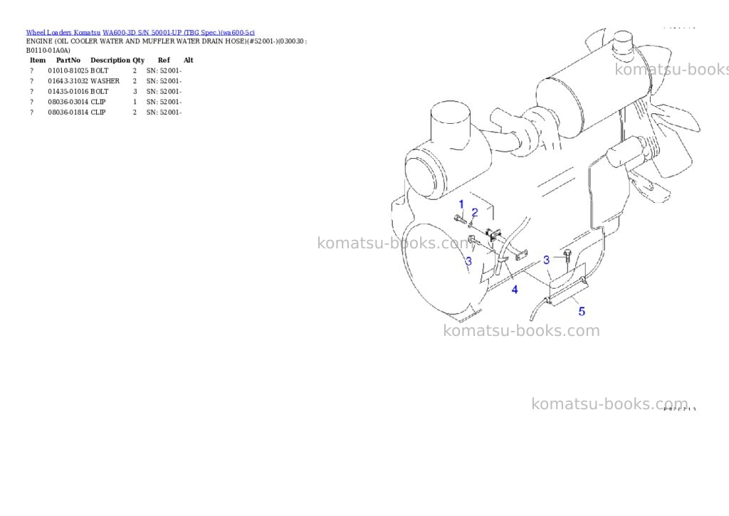 Komatsu WA600-3D S/N 50001-UP (TBG Spec.) Parts catalog cover Page 2