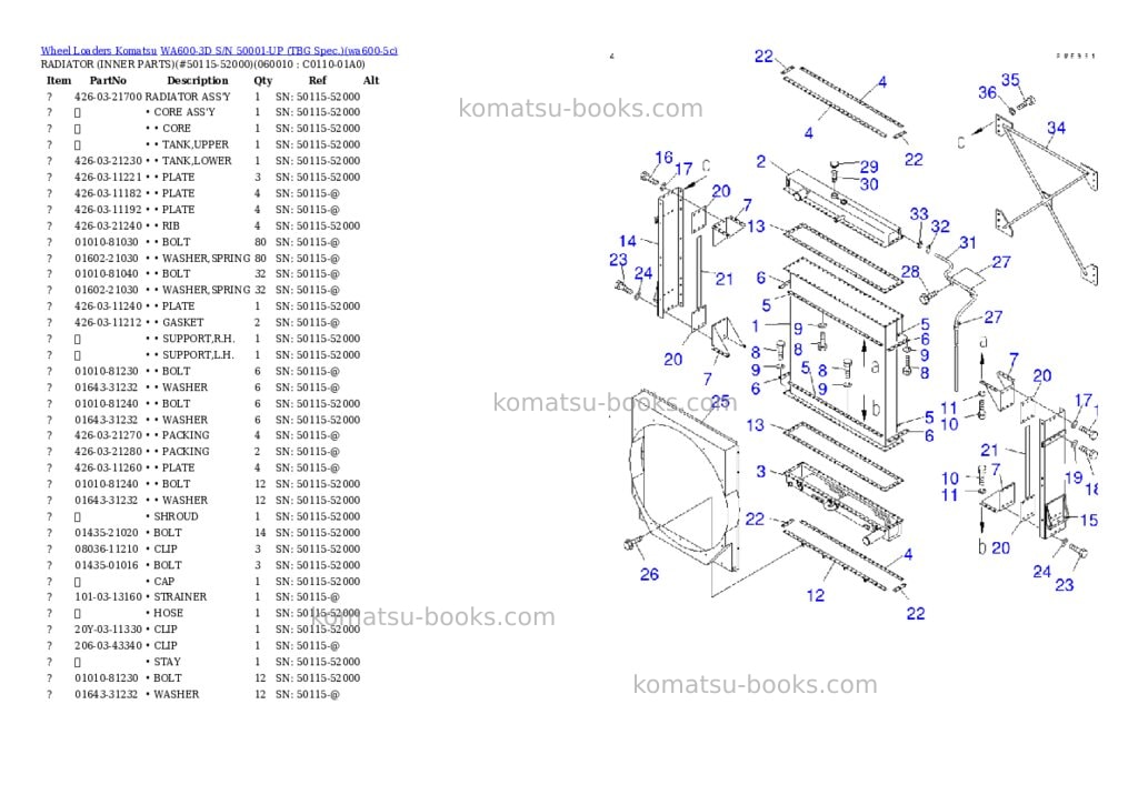 Komatsu WA600-3D S/N 50001-UP (TBG Spec.) Parts catalog cover Page 5