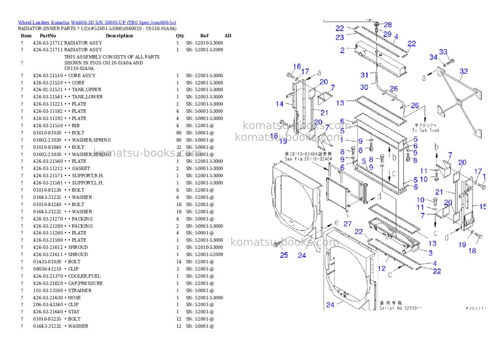 Komatsu WA600-3D S/N 50001-UP (TBG Spec.) Parts catalog cover Page 6