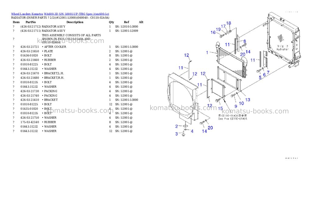 Komatsu WA600-3D S/N 50001-UP (TBG Spec.) Parts catalog cover Page 8