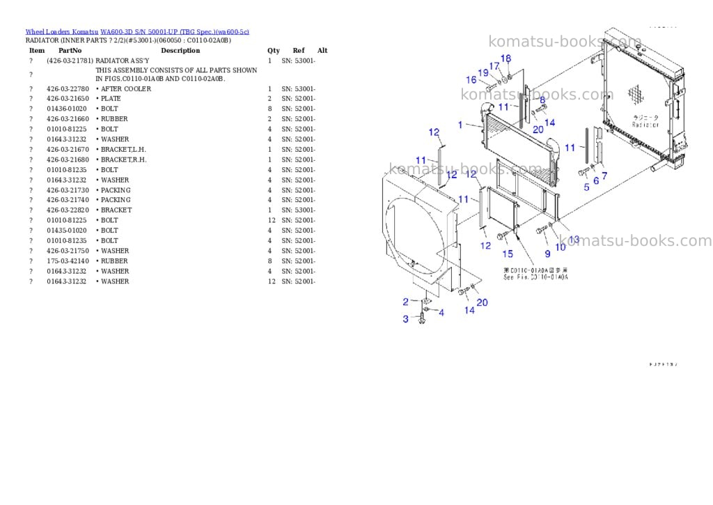 Komatsu WA600-3D S/N 50001-UP (TBG Spec.) Parts catalog cover Page 9