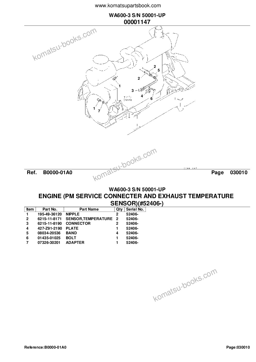 Komatsu WA600-3 S/N 50001-UP Parts catalog cover Page 3