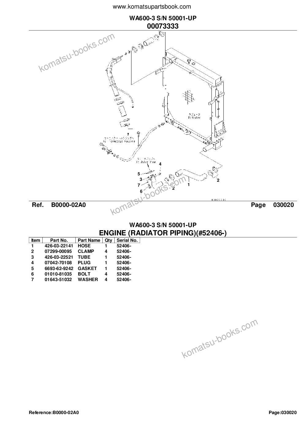 Komatsu WA600-3 S/N 50001-UP Parts catalog cover Page 4