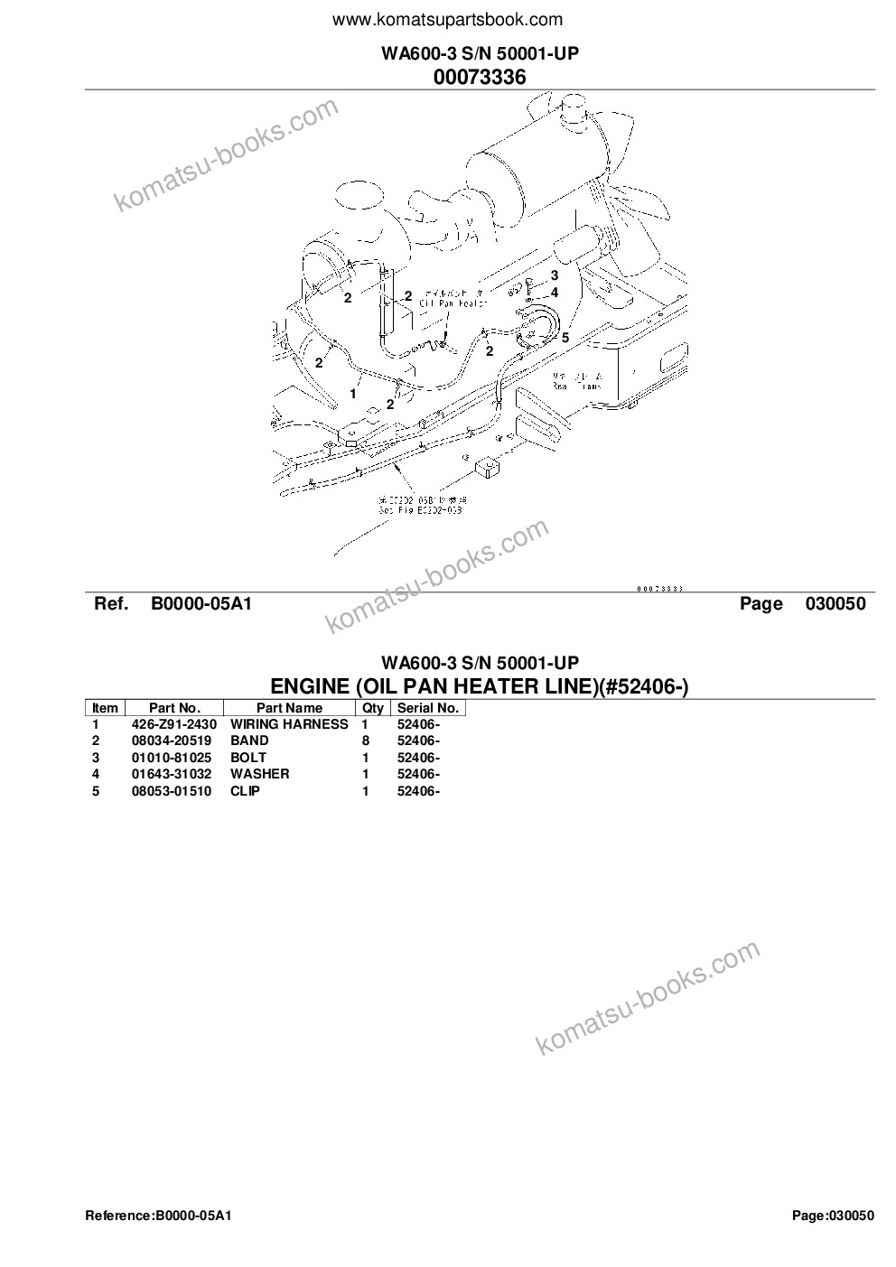 Komatsu WA600-3 S/N 50001-UP Parts catalog cover Page 7