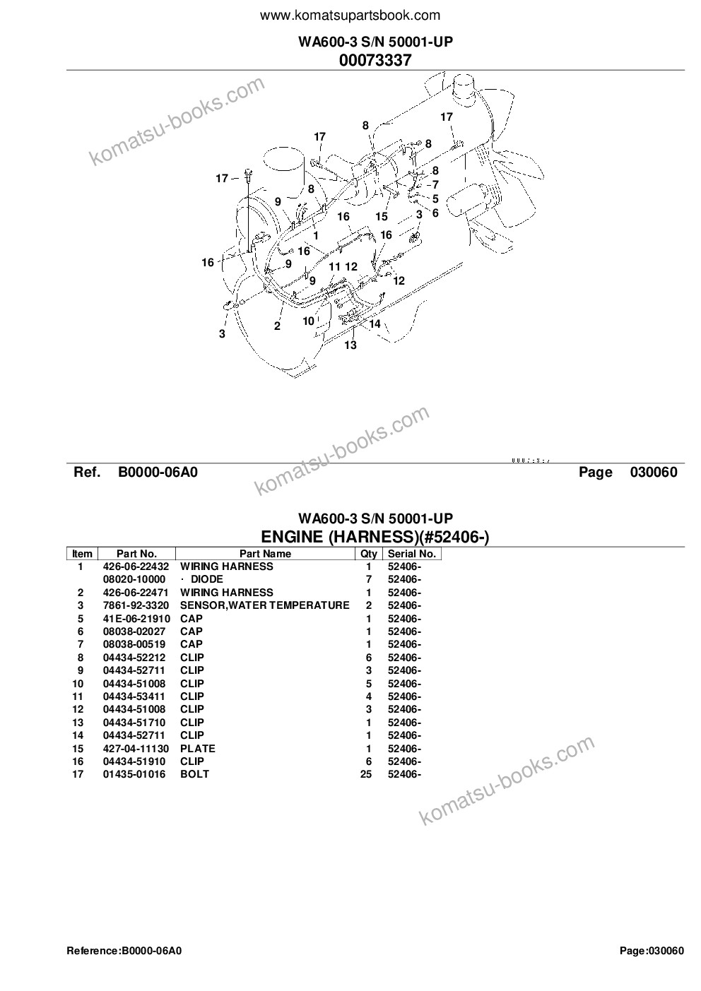 Komatsu WA600-3 S/N 50001-UP Parts catalog cover Page 8
