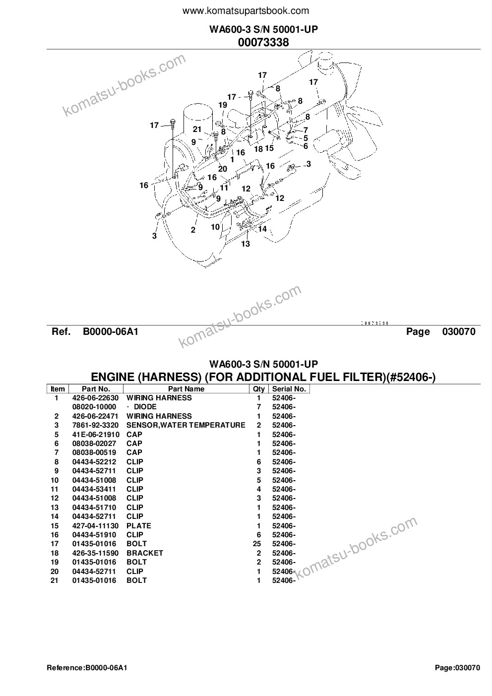 Komatsu WA600-3 S/N 50001-UP Parts catalog cover Page 9