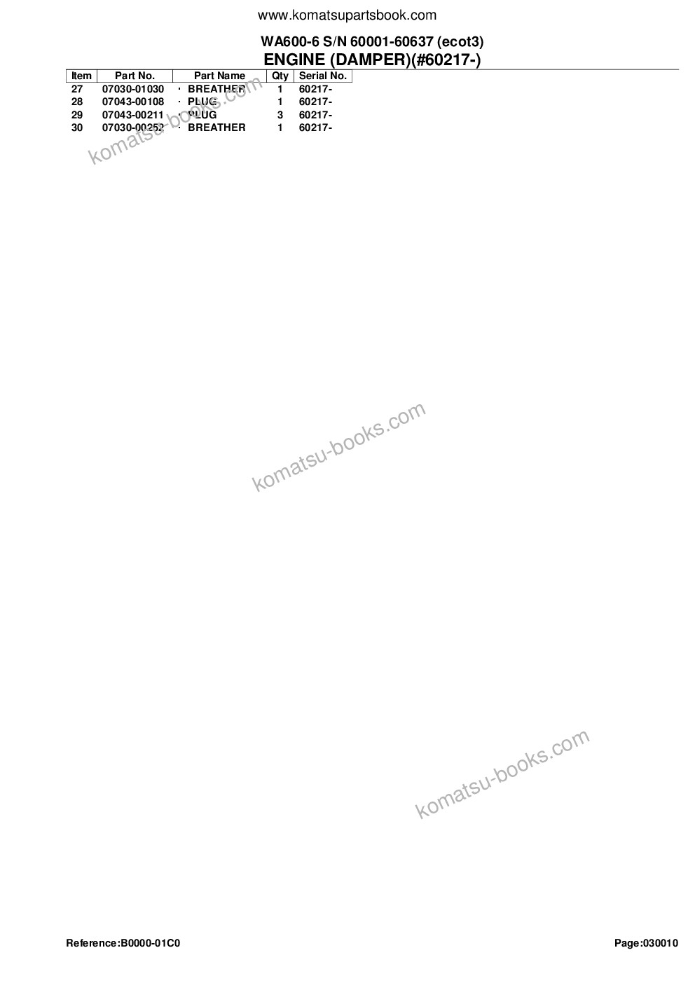 Komatsu wa600-6 s/n 60001-60637 ecot3 Parts catalog cover Page 4