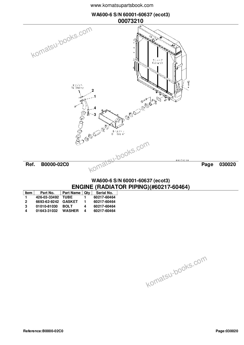 Komatsu wa600-6 s/n 60001-60637 ecot3 Parts catalog cover Page 5