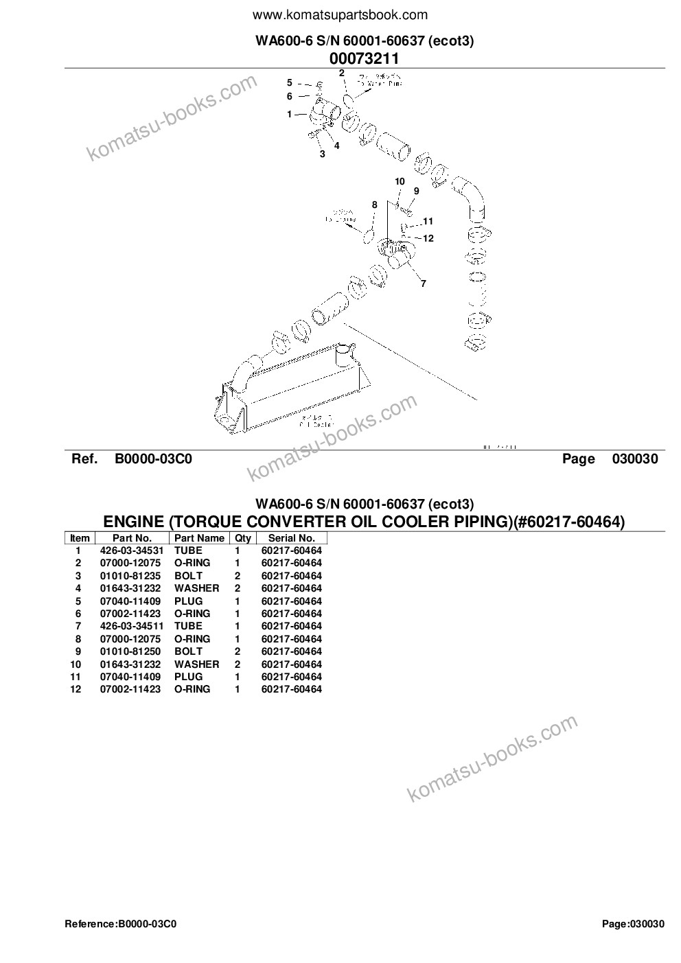 Komatsu wa600-6 s/n 60001-60637 ecot3 Parts catalog cover Page 6