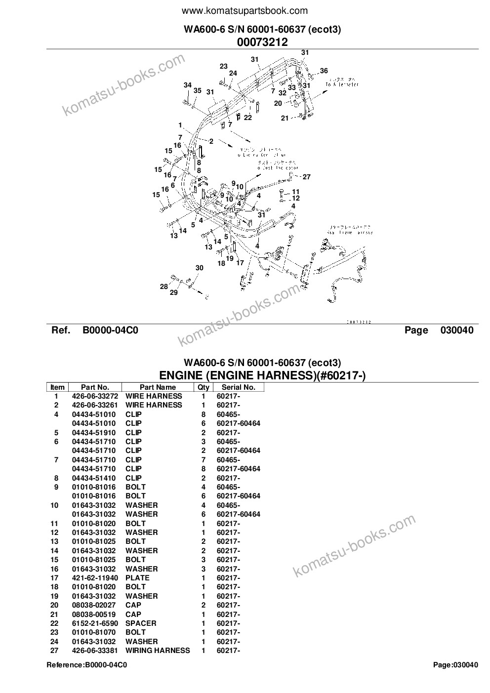 Komatsu wa600-6 s/n 60001-60637 ecot3 Parts catalog cover Page 7