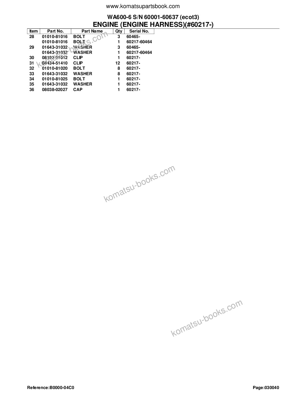 Komatsu wa600-6 s/n 60001-60637 ecot3 Parts catalog cover Page 8