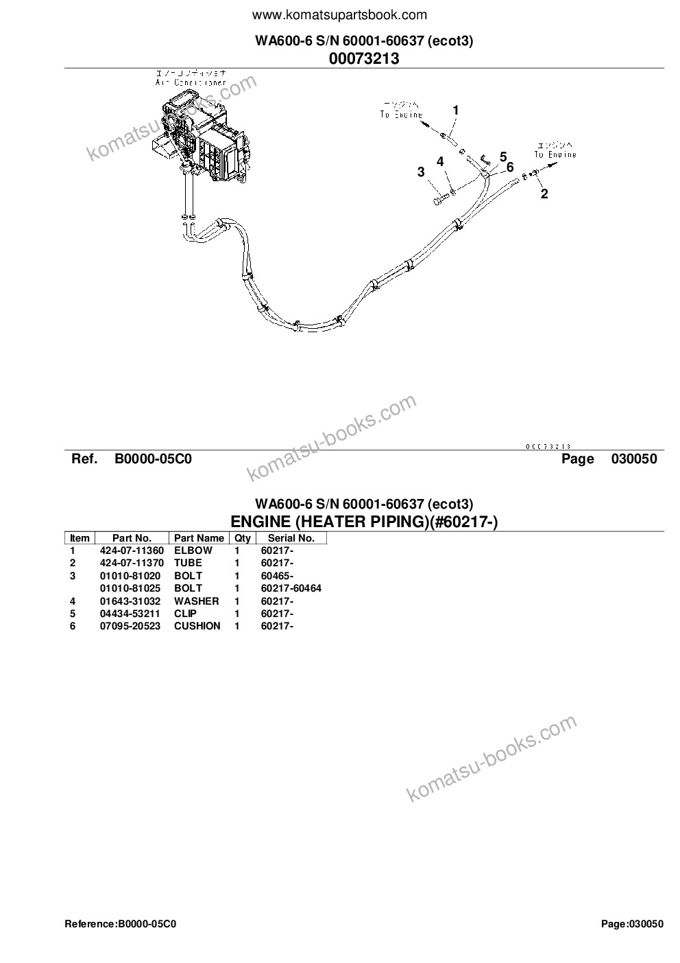 Komatsu wa600-6 s/n 60001-60637 ecot3 Parts catalog cover Page 9