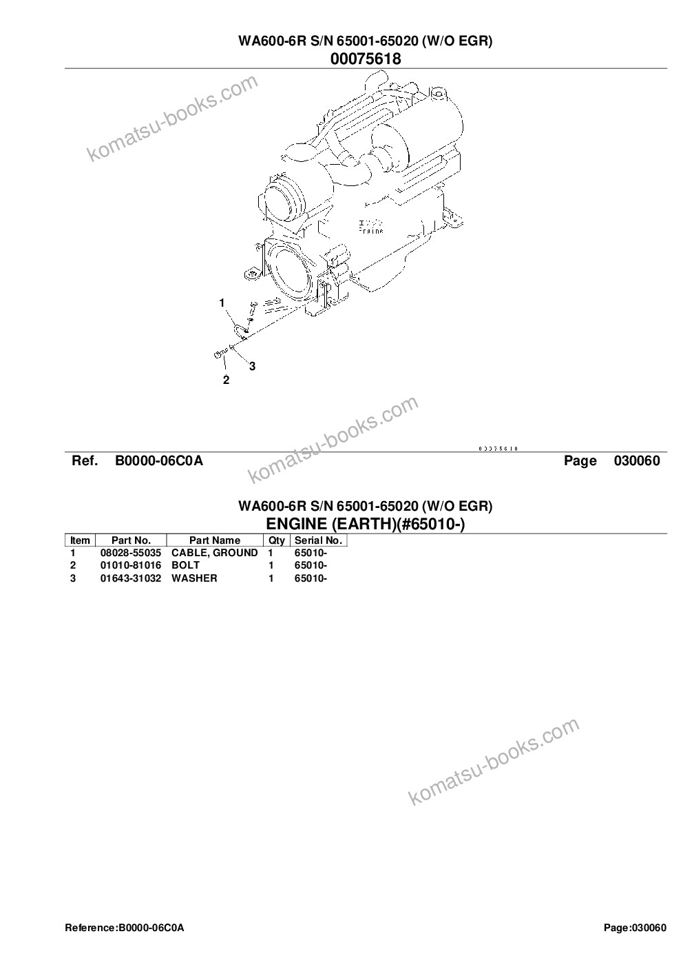 Komatsu wa600-6r s/n 65001-65020 w/o egr Catalogue de pièces couverture Page 10