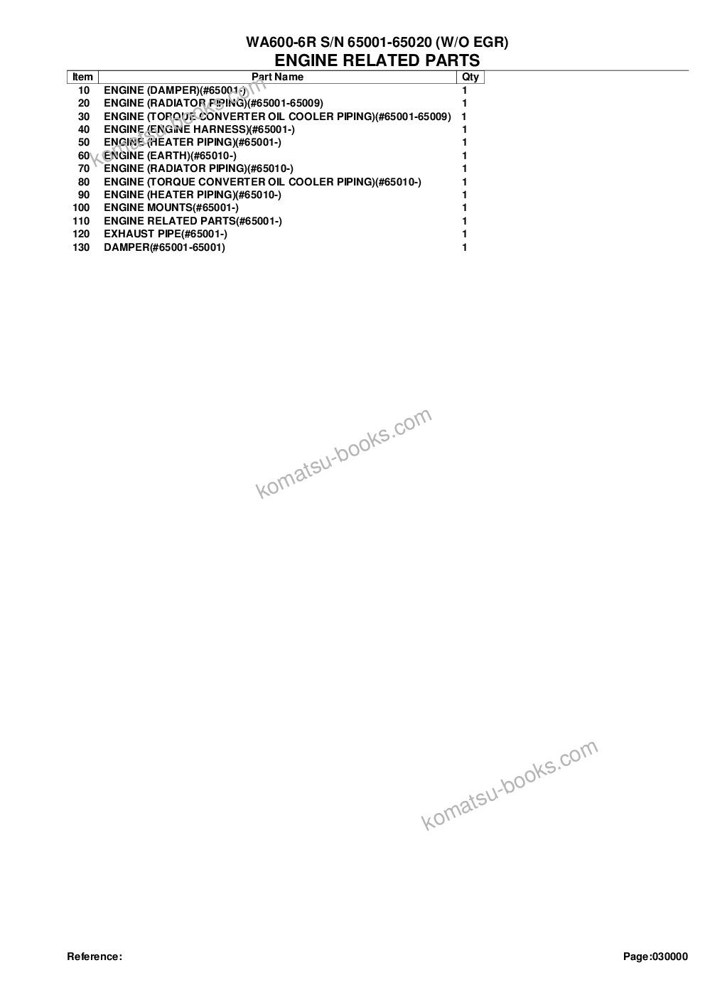 Komatsu wa600-6r s/n 65001-65020 w/o egr Catalogue de pièces couverture Page 2
