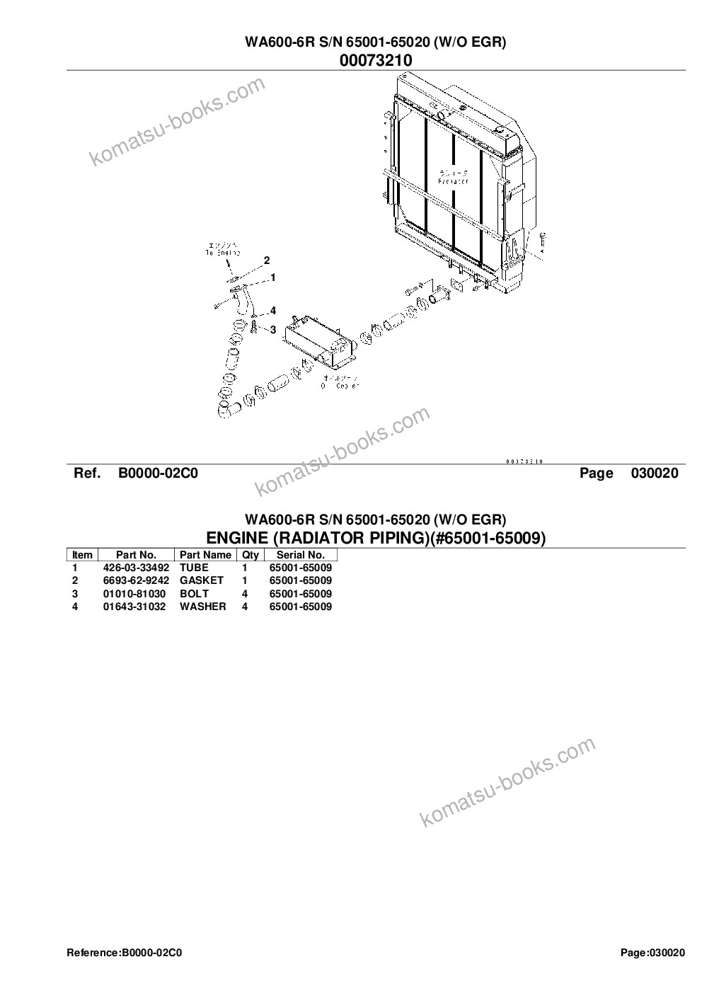 Komatsu wa600-6r s/n 65001-65020 w/o egr Catalogue de pièces couverture Page 5