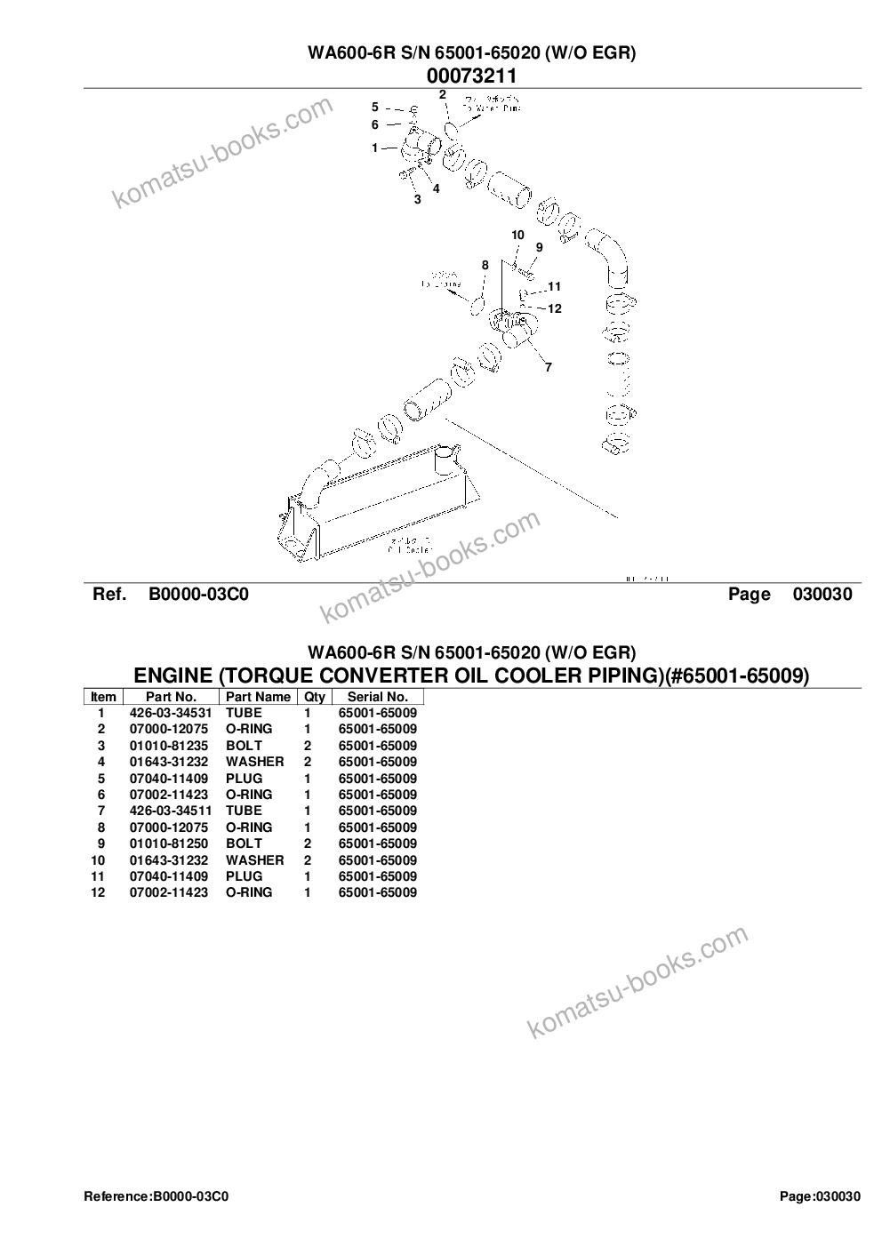 Komatsu wa600-6r s/n 65001-65020 w/o egr Catalogue de pièces couverture Page 6