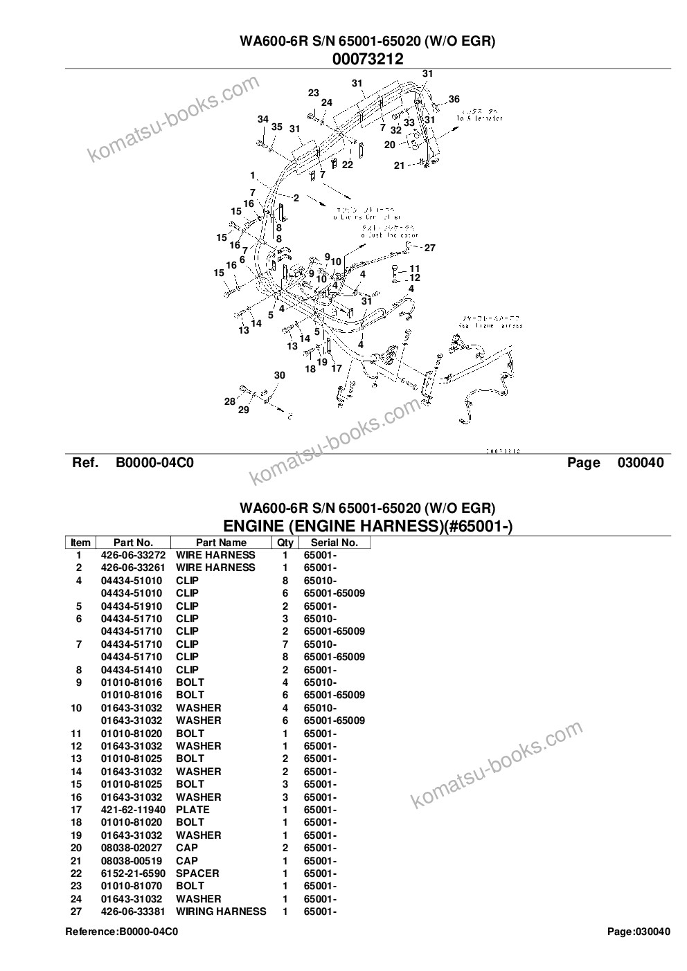 Komatsu wa600-6r s/n 65001-65020 w/o egr Catalogue de pièces couverture Page 7