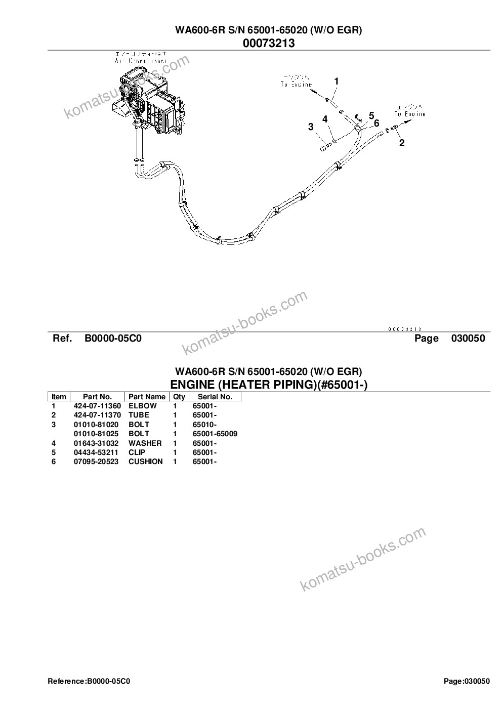 Komatsu wa600-6r s/n 65001-65020 w/o egr Catalogue de pièces couverture Page 9