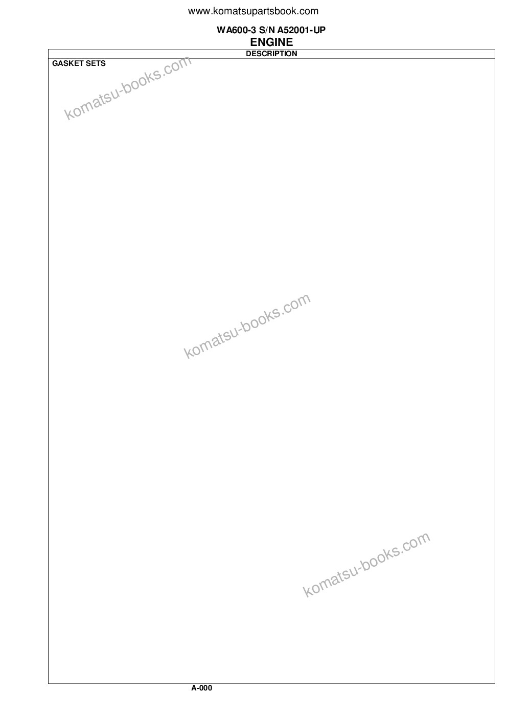 Komatsu wa600-3 s/n a52001-up Parts catalog cover Page 3