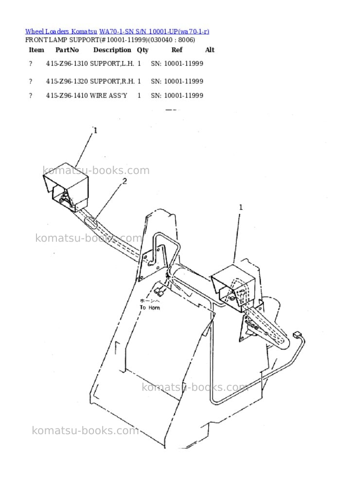 Komatsu wa70-1-sn s/n 10001-up Parts catalog cover Page 3