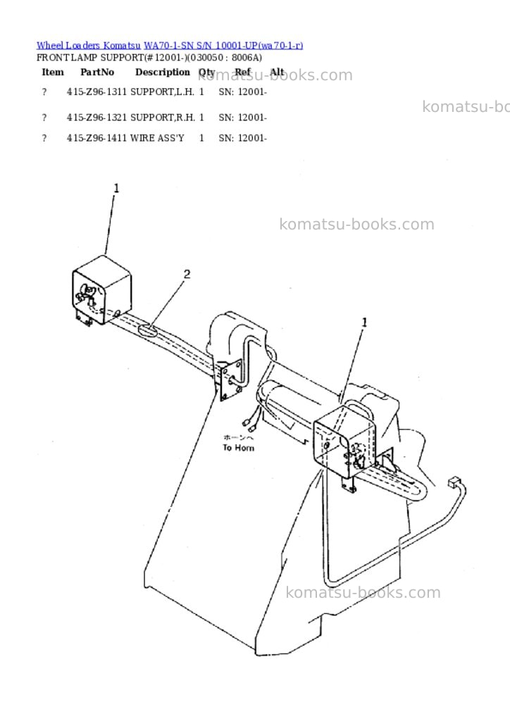 Komatsu wa70-1-sn s/n 10001-up Parts catalog cover Page 4