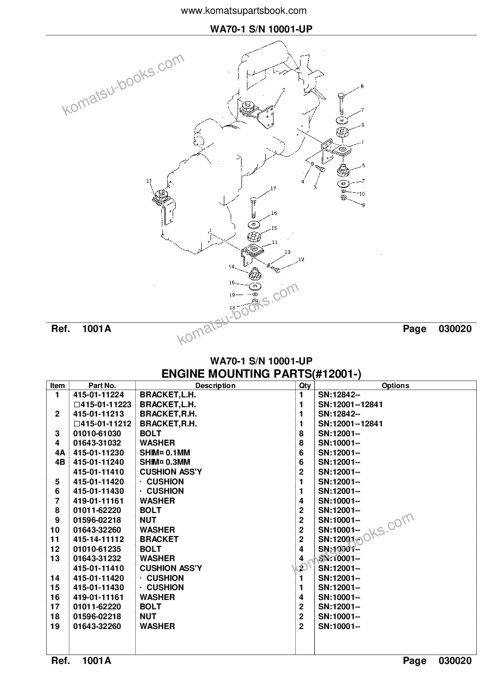 Komatsu WA70-1 S/N 10001-UP Parts catalog cover Page 4