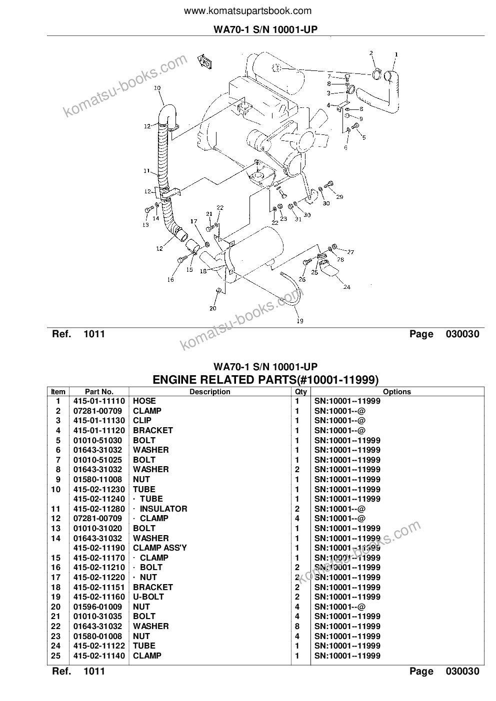 Komatsu WA70-1 S/N 10001-UP Parts catalog cover Page 5