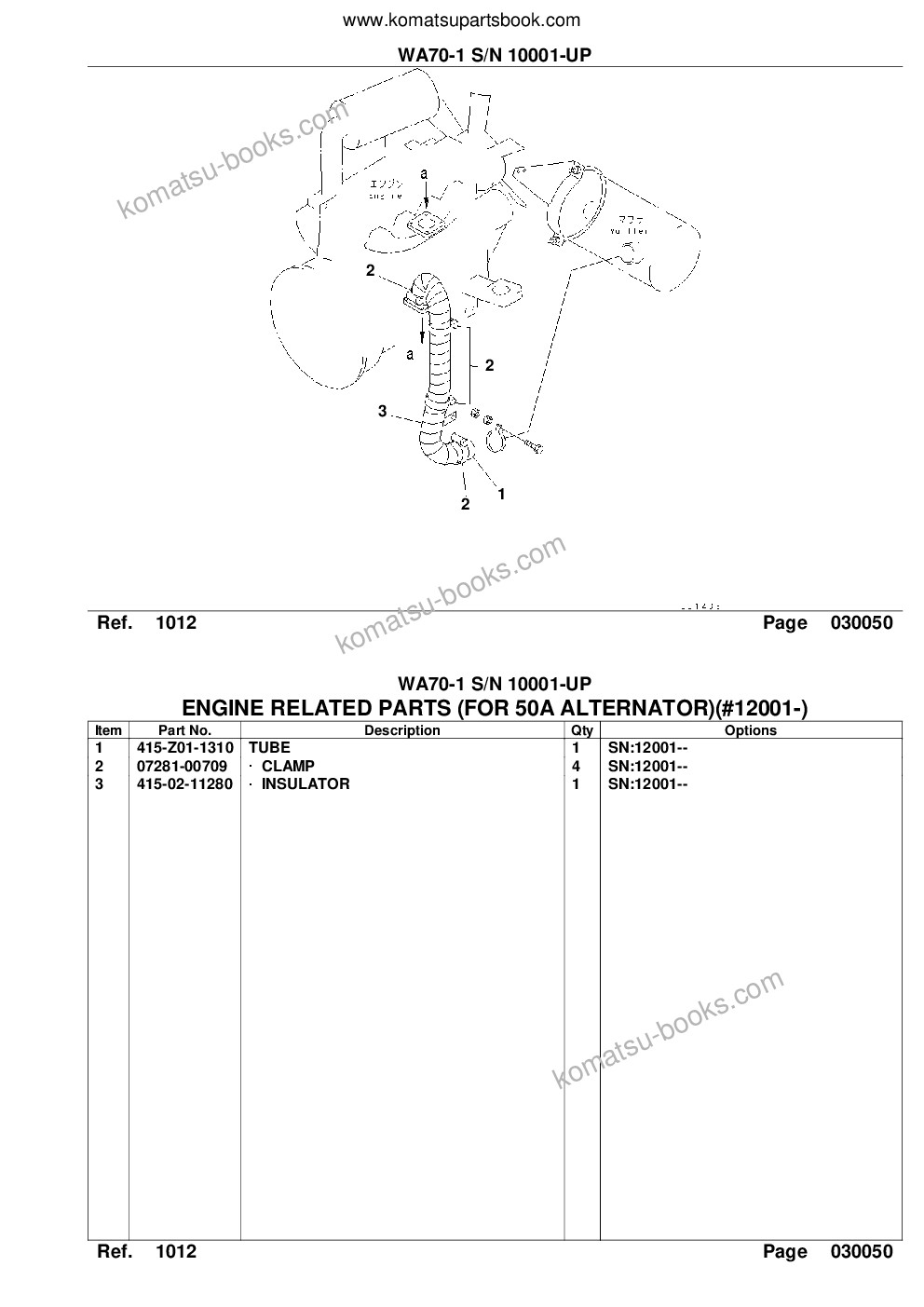Komatsu WA70-1 S/N 10001-UP Parts catalog cover Page 9