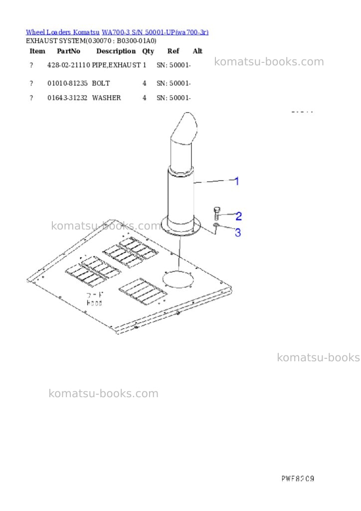 Komatsu wa700-3 s/n 50001-up Parts catalog cover Page 5 Komatsu wa700-3 s/n 50001-up Parts catalog cover Page 5