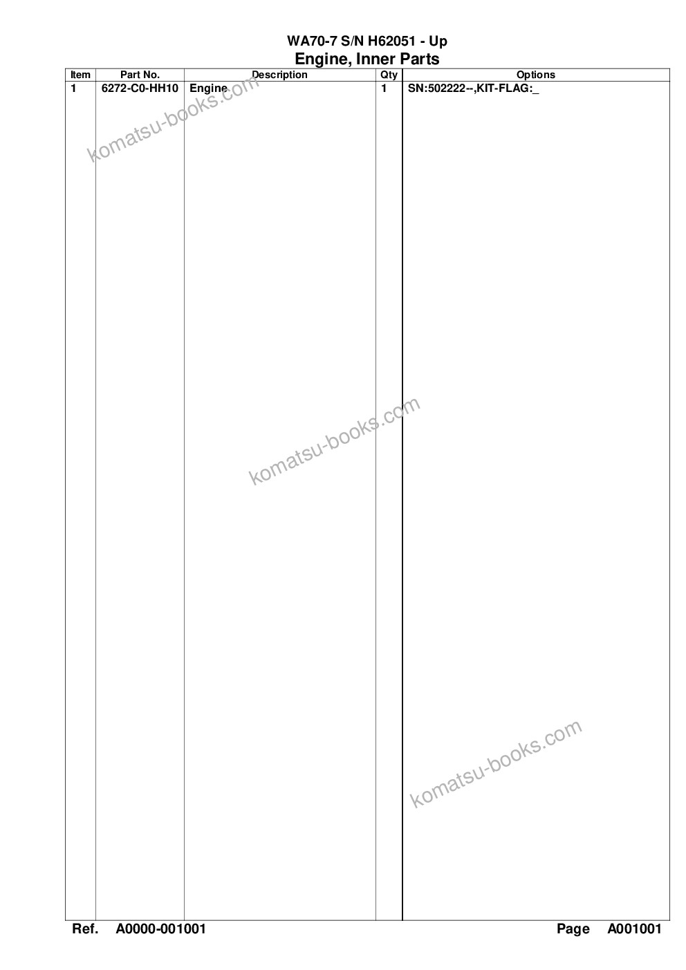 Komatsu wa70-7 s/n h62051 - up Ersatzteilkatalog Titelseite Seite 5