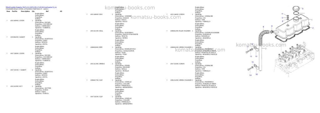 Komatsu wa75-1s 15fs s/n 371321631 and up Parts catalog cover Page 8