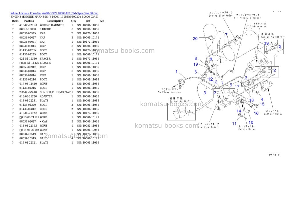 Komatsu wa80-3 s/n 10001-up cab spec. Parts catalog cover Komatsu wa80-3 s/n 10001-up cab spec. Parts catalog cover