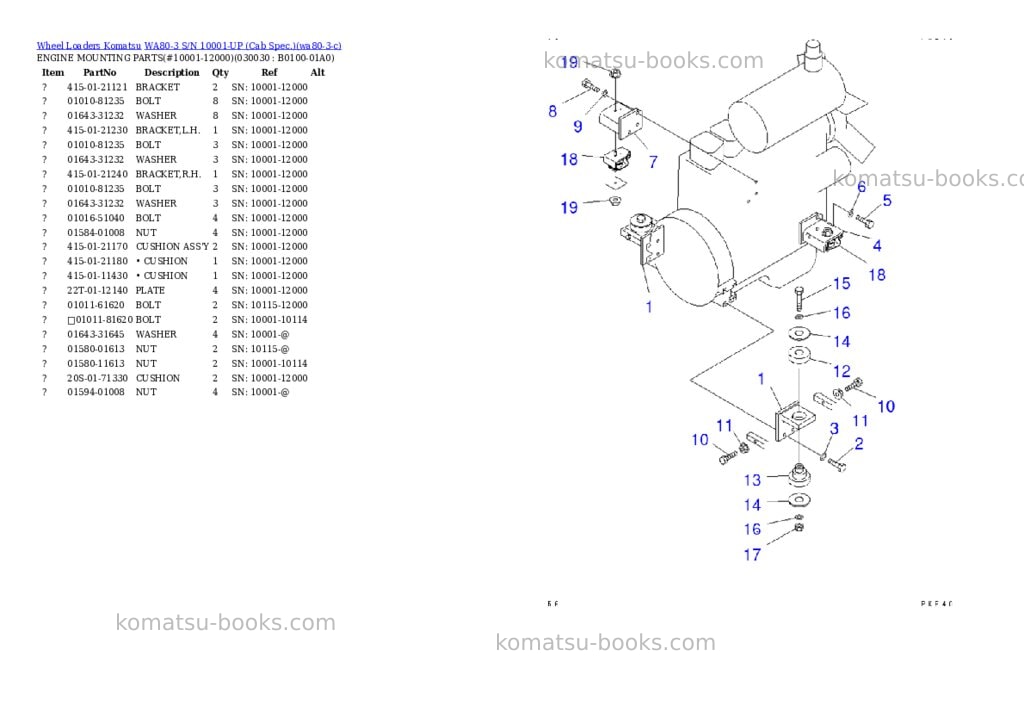 Komatsu wa80-3 s/n 10001-up cab spec. Parts catalog cover Page 2 Komatsu wa80-3 s/n 10001-up cab spec. Parts catalog cover Page 2
